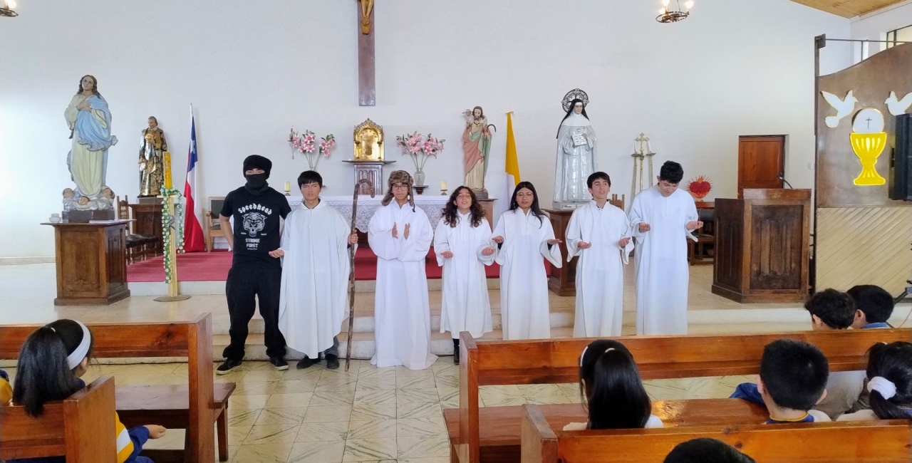 Estudiantes de la pastoral juvenil representaron la parábola de la oveja perdida
